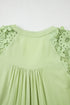 Laurel Green Floral Crochet Short Sleeve Notch V Neck Tiered Plus Size Mini Dress