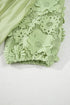 Laurel Green Floral Crochet Short Sleeve Notch V Neck Tiered Plus Size Mini Dress