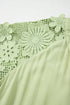 Laurel Green Floral Crochet Short Sleeve Notch V Neck Tiered Plus Size Mini Dress
