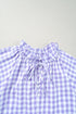 Lavendula Plaid Ruffle Wide Short Sleeve Babydoll Mini Dress