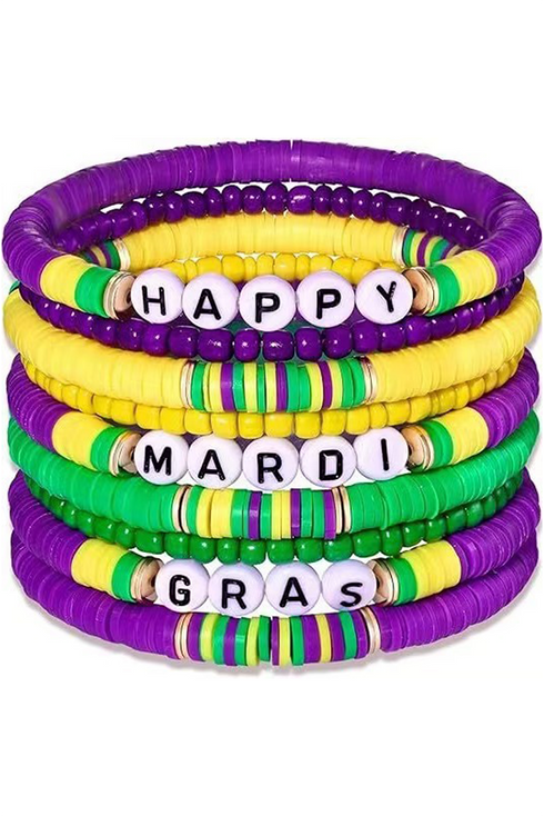 Layered Beaded Letter Detail Wrist Stack Set