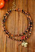 Layered Beaded Skull And Pumpkin Pendant Necklace