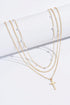 Layered Chain Cross Pendant With Faux Pearl Accents Necklace