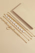 Layered Heart Charm Pearl Rhinestone Chain Bracelet Set