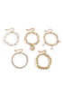 Layered Heart Charm Pearl Rhinestone Chain Bracelet Set