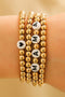 Layered Mama Letter Bead Heart Charm Bracelet Set