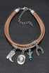 Layered Metal Chain Cactus Charm Western Bracelet