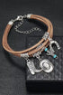 Layered Metal Chain Cactus Charm Western Bracelet