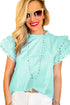 Layered Ric Rac Cap Sleeve Filled Neck Blouse