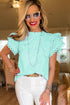 Layered Ric Rac Cap Sleeve Filled Neck Blouse