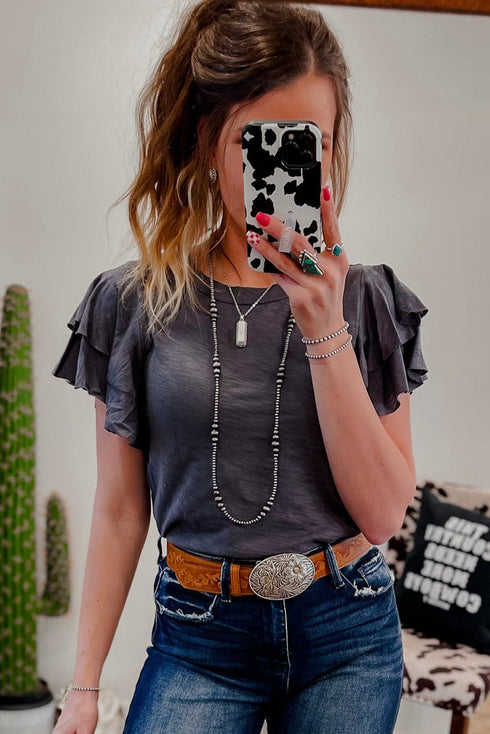 Layered Ruffle Short Sleeve Round Neck Top