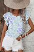 Layered Ruffle Sleeve Relaxed Fit Woven Blouse