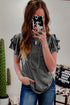 Layered Ruffle Sleeve Round Neck Poly Cotton Blend Top