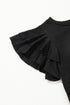 Layered Ruffle Sleeve Round Neck Poly Cotton Blend Top