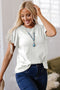 Layered Ruffle Sleeve Round Neck Poly Cotton Blend Top