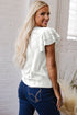 Layered Ruffle Sleeve Round Neck Poly Cotton Blend Top