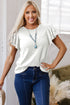 Layered Ruffle Sleeve Round Neck Poly Cotton Blend Top