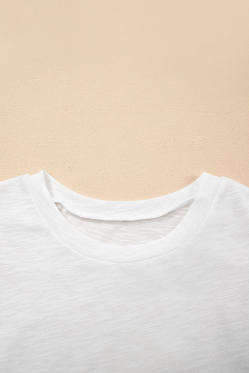 Layered Ruffle Sleeve Round Neck Poly Cotton Blend Top