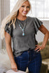 Layered Ruffle Sleeve Round Neck Poly Cotton Blend Top