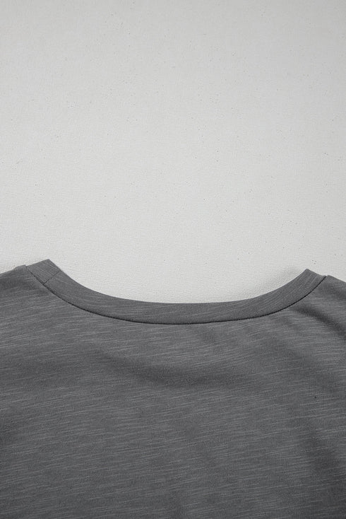 Layered Ruffle Sleeve Round Neck Poly Cotton Blend Top