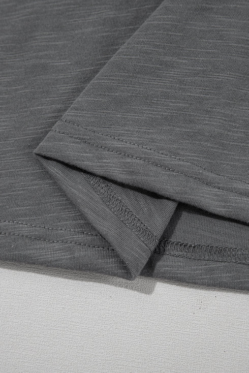 Layered Ruffle Sleeve Round Neck Poly Cotton Blend Top