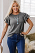 Layered Ruffle Sleeve Round Neck Poly Cotton Blend Top