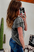 Layered Ruffle Sleeve Round Neck Poly Cotton Blend Top