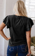 Layered Ruffle Sleeve Round Neck Poly Cotton Blend Top