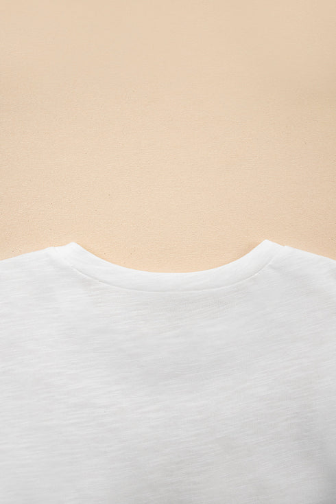 Layered Ruffle Sleeve Round Neck Poly Cotton Blend Top