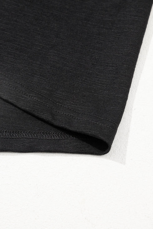 Layered Ruffle Sleeve Round Neck Poly Cotton Blend Top