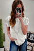 Layered Ruffle Sleeve Round Neck Poly Cotton Blend Top