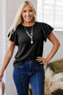 Layered Ruffle Sleeve Round Neck Poly Cotton Blend Top