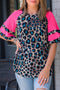Layered Ruffle Sleeves Patchwork Leopard Print Blouse