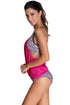 Layered-Style Striped Tankini With Triangular Briefs