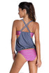 Layered-Style Striped Tankini With Triangular Briefs