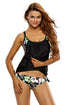 Layered-Style Striped Tankini With Triangular Briefs