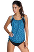 Layered-Style Striped Tankini With Triangular Briefs