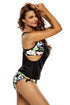 Layered-Style Striped Tankini With Triangular Briefs