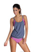 Layered-Style Striped Tankini With Triangular Briefs