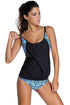 Layered-Style Striped Tankini With Triangular Briefs