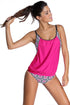 Layered-Style Striped Tankini With Triangular Briefs