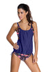 Layered-Style Striped Tankini With Triangular Briefs