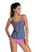 Layered-Style Striped Tankini With Triangular Briefs
