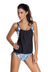 Layered-Style Striped Tankini With Triangular Briefs