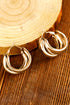 Layered Textured Alloy Studded Design Hoop Earrings