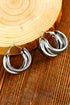 Layered Textured Alloy Studded Design Hoop Earrings