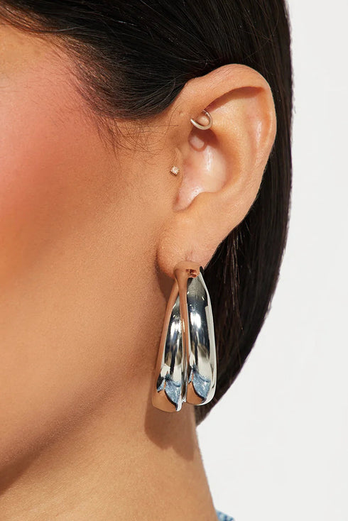 Layered Textured Alloy Studded Design Hoop Earrings