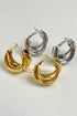 Layered Textured Alloy Studded Design Hoop Earrings