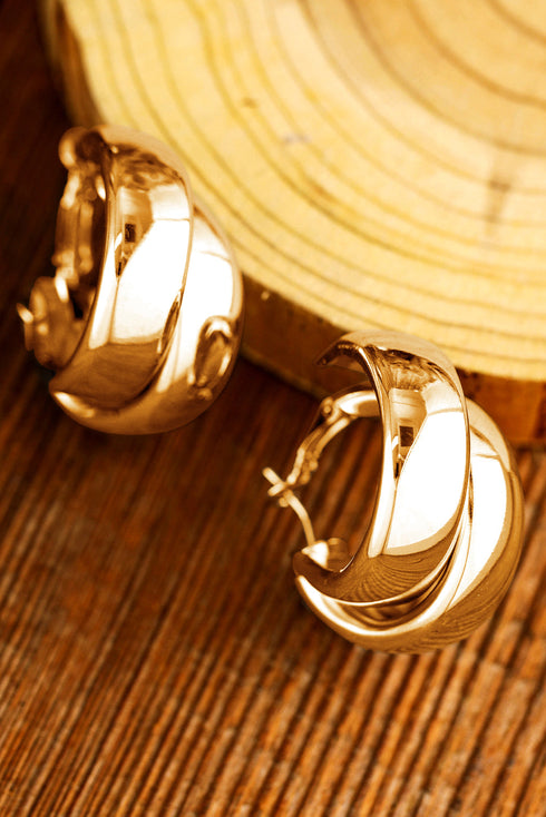 Layered Textured Alloy Studded Design Hoop Earrings