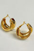 Layered Textured Alloy Studded Design Hoop Earrings